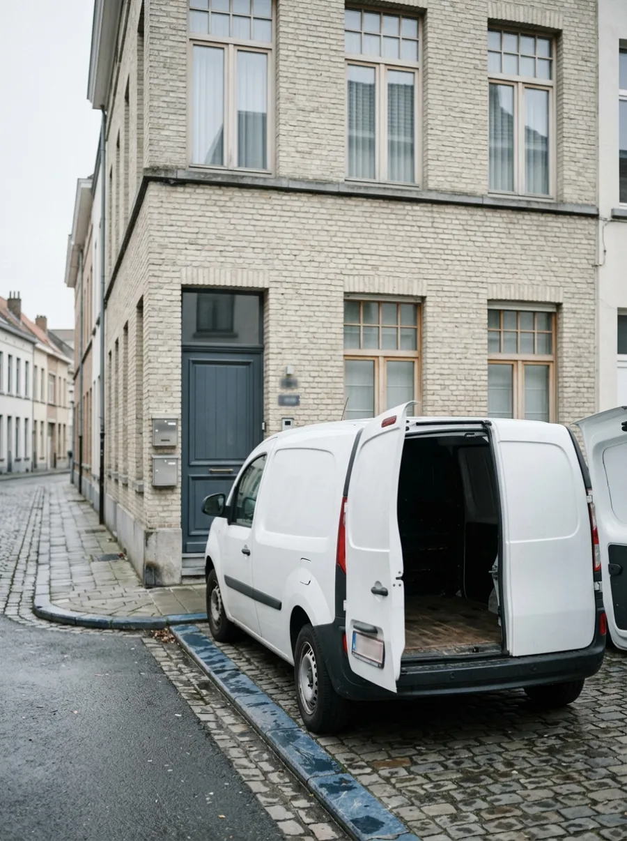 La camionnette KingSalt arrive devant le domicile du client